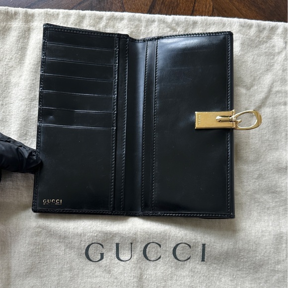 Gucci G Clip Wallet Black Smooth Leather - Picture 13 of 16